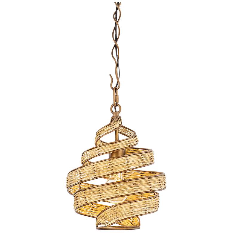 Image 1 Flow 1-Lt Twist Pendant - Baguette/Natural Rattan