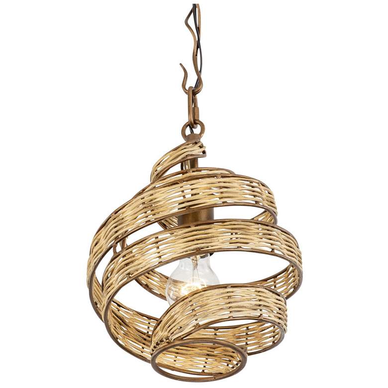 Image 4 Flow 1-Lt Twist Pendant - Baguette/Natural Rattan more views