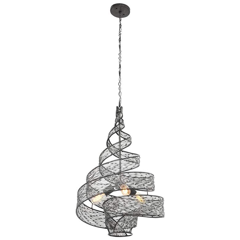 Image 3 Flow 18" Wide 3-Lt Steel Twist Pendant more views