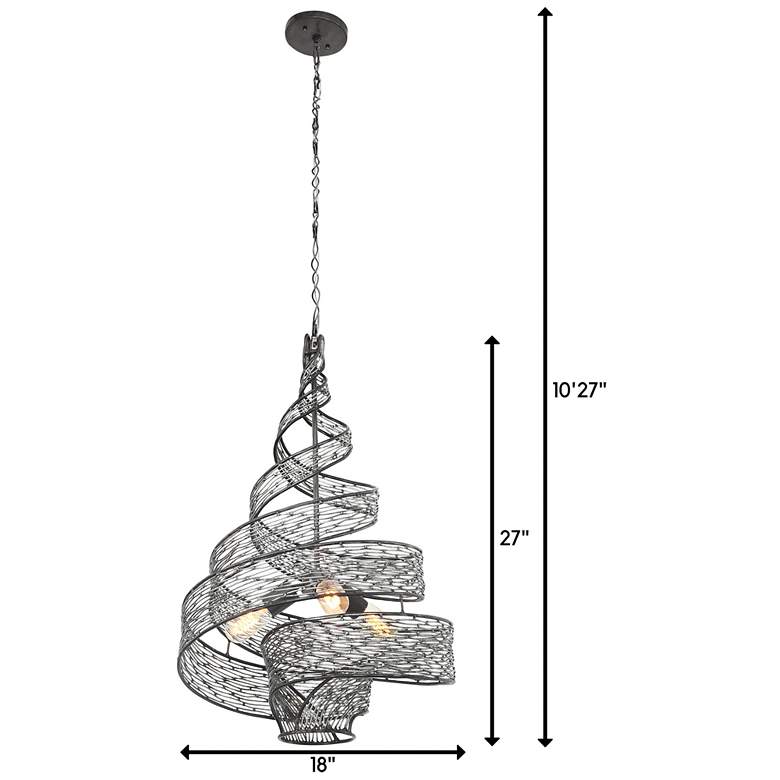 Image 5 Flow 18" Wide 3-Lt Steel Twist Pendant more views