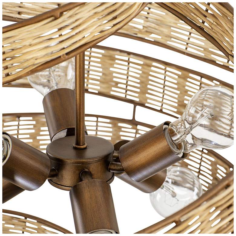 Image 3 Flow 26" Wide Baguette Natural Rattan 6-Light Twist Pendant more views