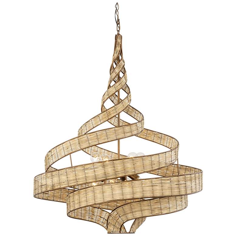Image 1 Flow 8-Lt Twist Pendant - Baguette/Natural Rattan
