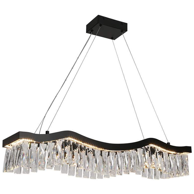 Image 1 Flowarop 1-Light LED Black Crystal Island Chandelier