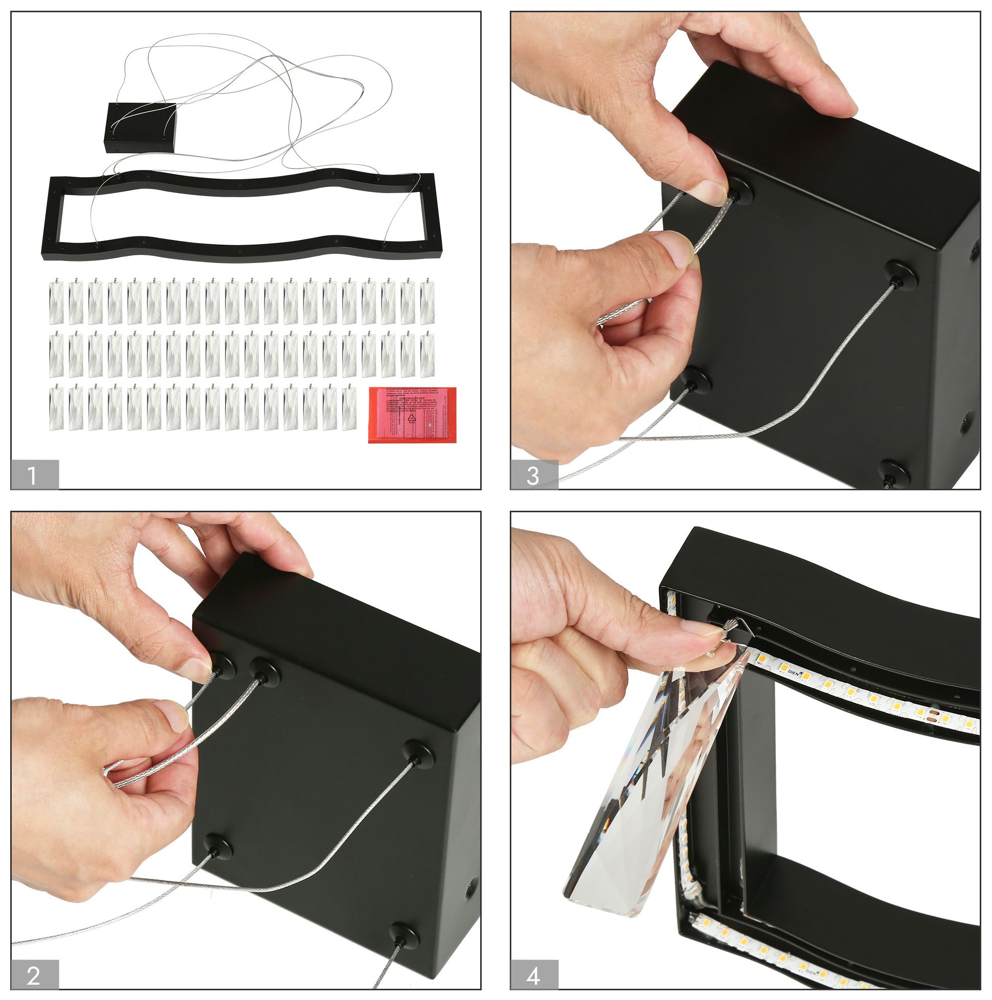 Flowarop 1-Light LED Black Crystal Island Chandelier