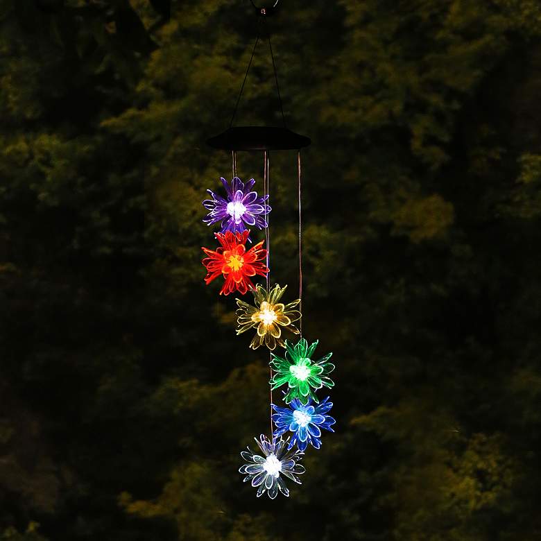 Image 2 Flower 27 inch High Solar Color-Changing LED Outdoor Wind Chime more views