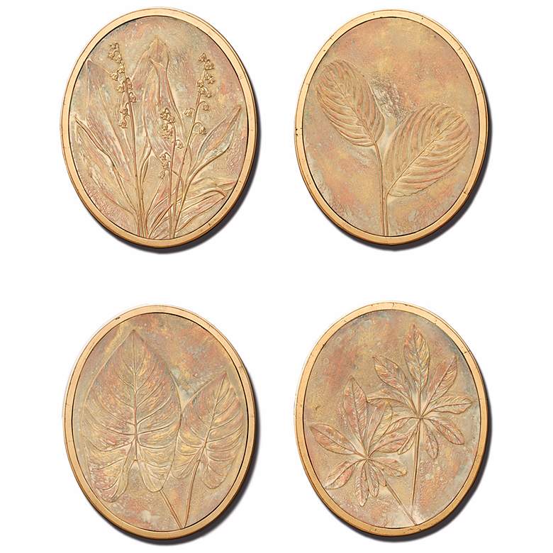 Image 1 Flower and Fern Set of 4 Decorative Wall Art Medallions