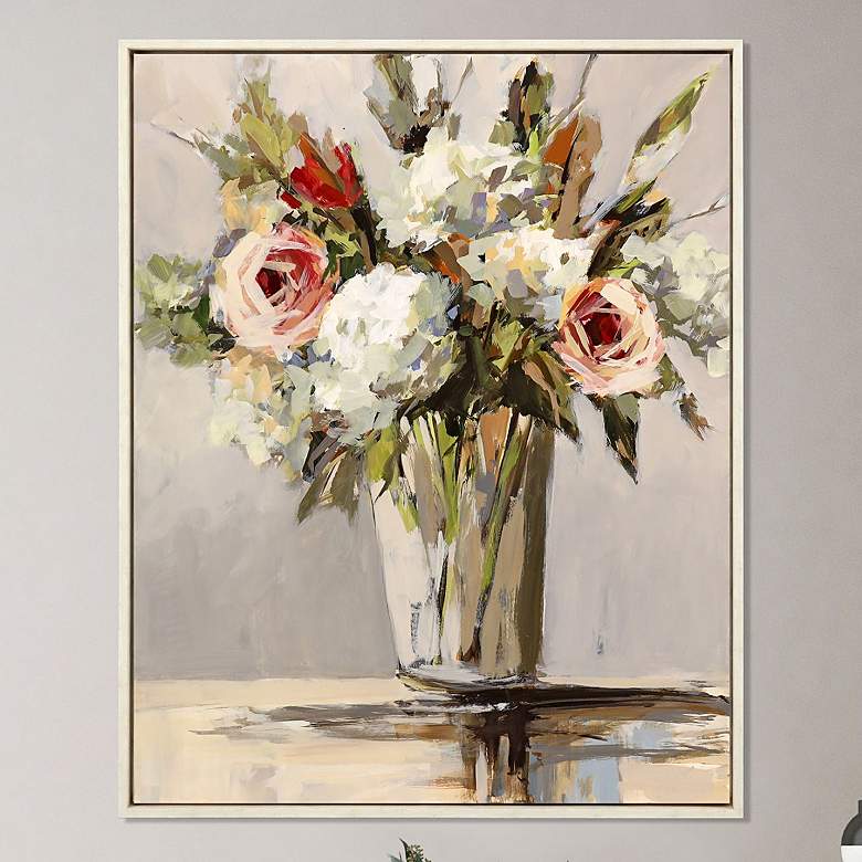 Image 2 Flower Blooms 50" High Rectangular Giclee Print Framed Canvas Wall Art