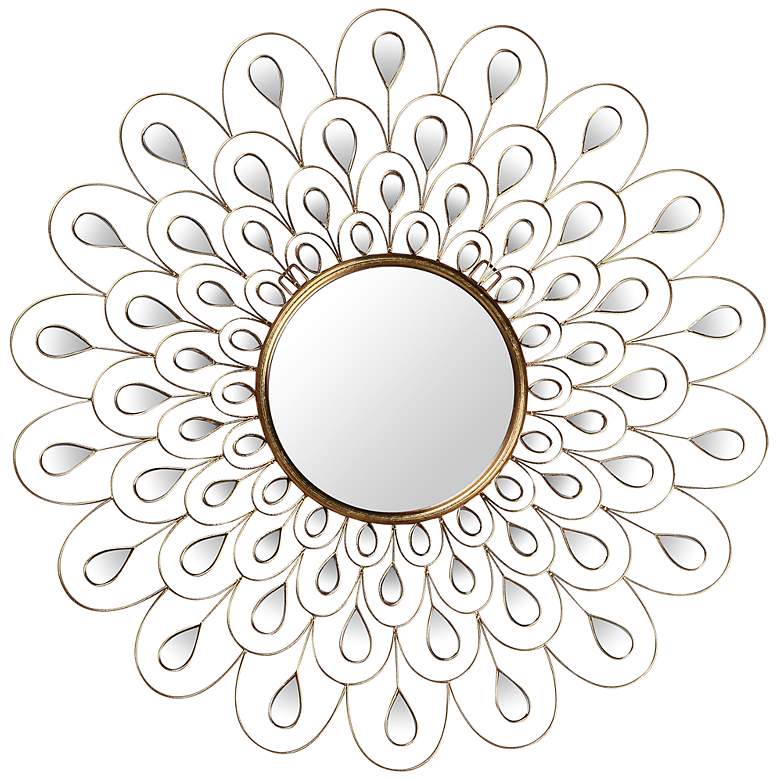 Image 3 Flower Burst Gold 36" Round Wall Mirror