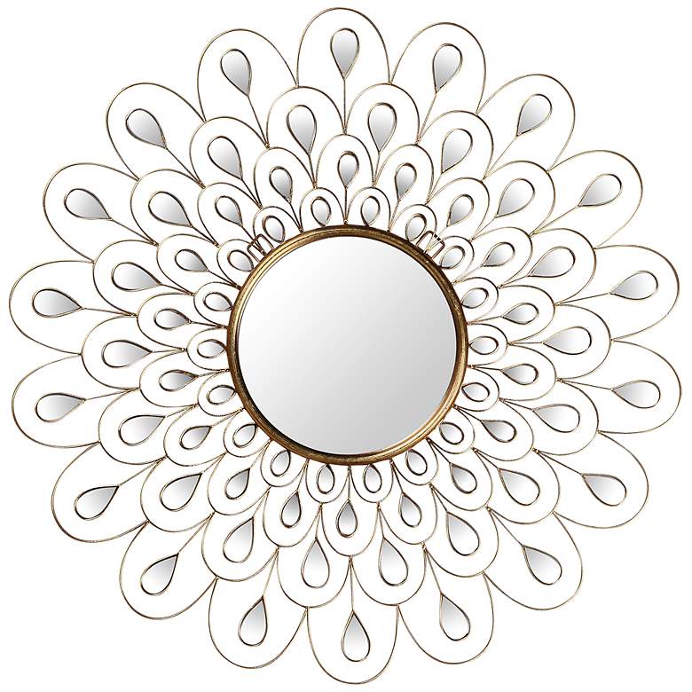 Image 3 Flower Burst Gold 36 inch Round Wall Mirror