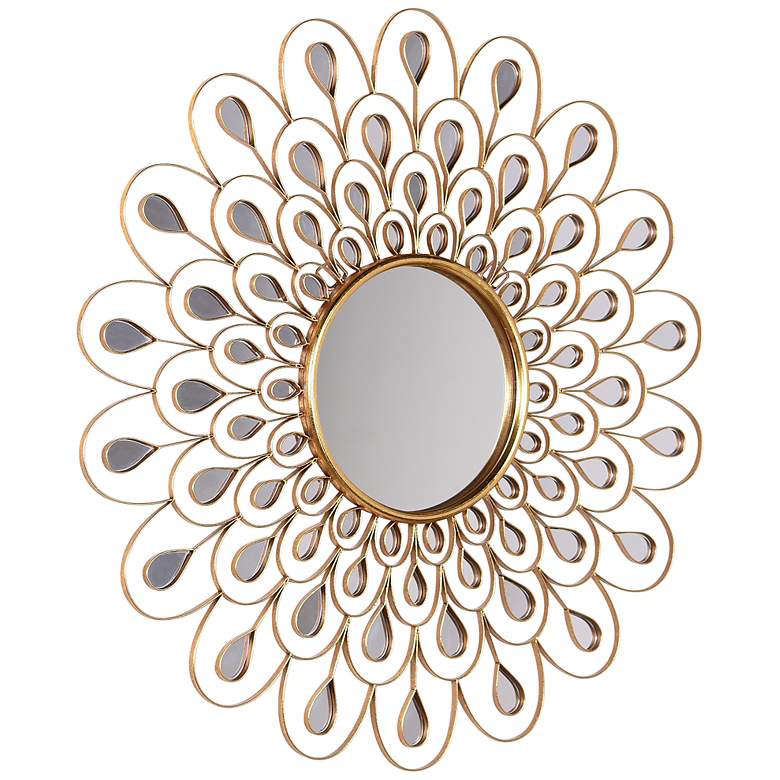 Image 7 Flower Burst Gold 36 inch Round Wall Mirror more views