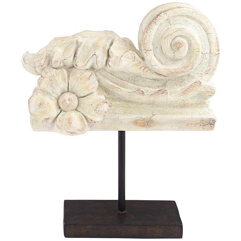 Image 1 Flower Curl 12 1/2" High Matte Distressed Sculpture