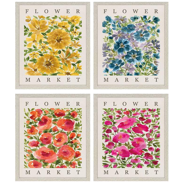 Image 1 Flower Market 17"W x 21"H Framed Art - Set of 4