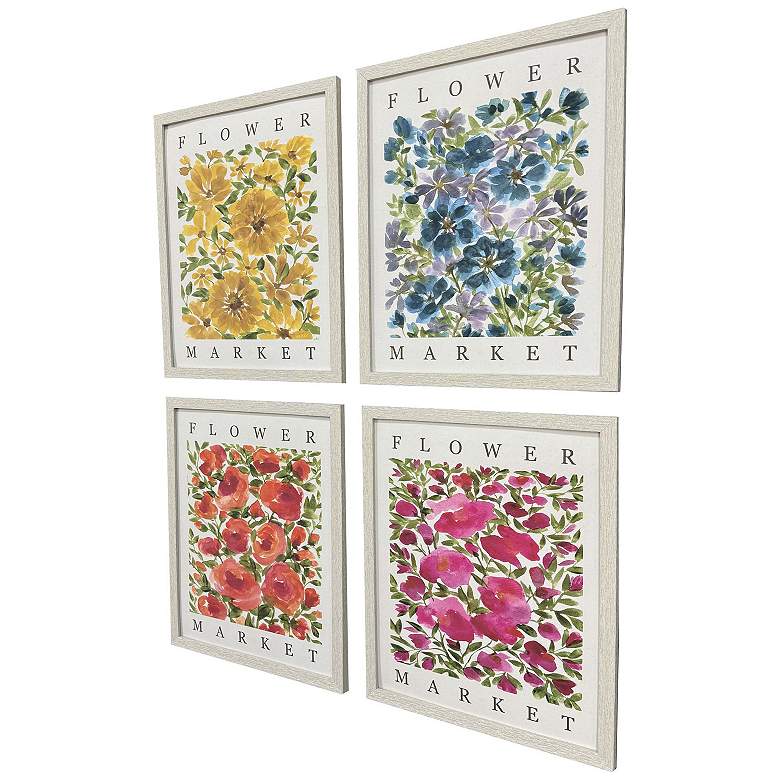 Image 3 Flower Market 17"W x 21"H Framed Art - Set of 4 more views