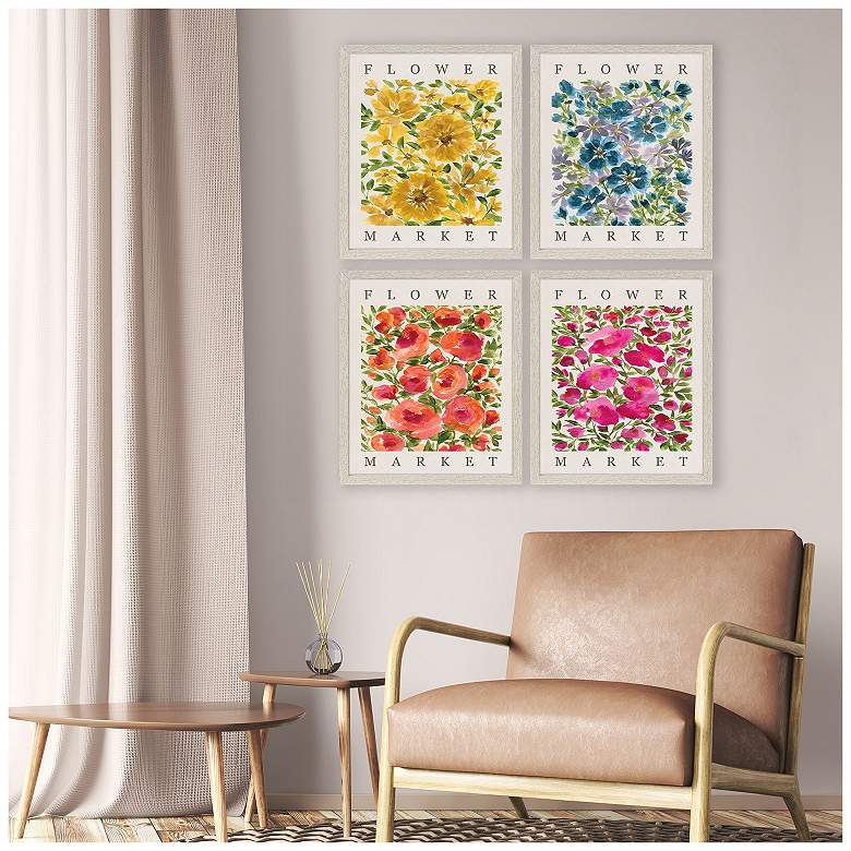 Image 5 Flower Market 17"W x 21"H Framed Art - Set of 4 more views