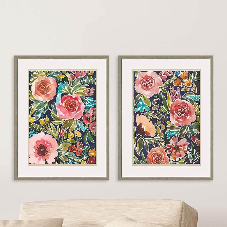 Image 2 Flower Patch 25" High 2-Piece Giclee Framed Wall Art Set