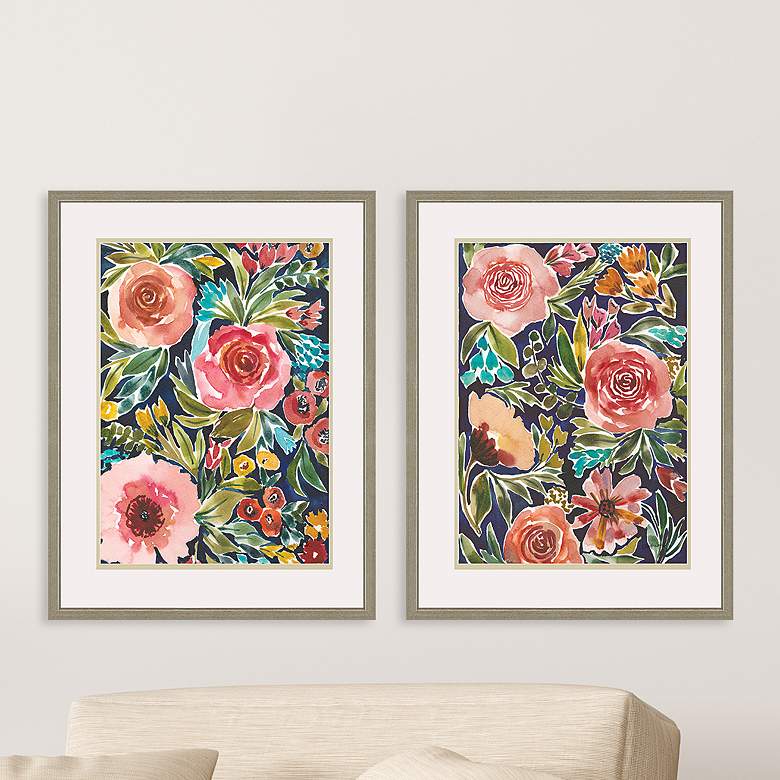 Image 2 Flower Patch 25 inch High 2-Piece Giclee Framed Wall Art Set