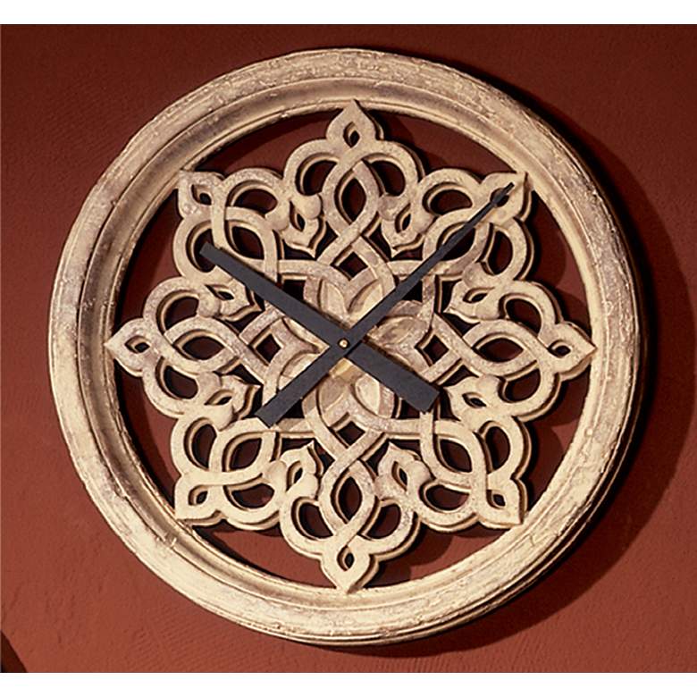 Image 1 Flower Rosette 22" Wide Battery Powered Wall Clock