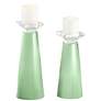 Flower Stem Green Glass Candle Holders from Color Plus