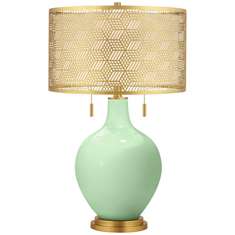 Image 1 Flower Stem Toby Brass Metal Shade Table Lamp