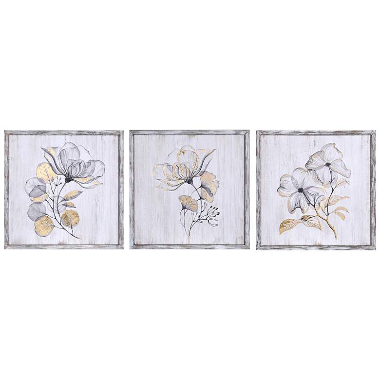 Image 1 Flower Trio 16" Square 3-Piece Framed Print Wall Art Set