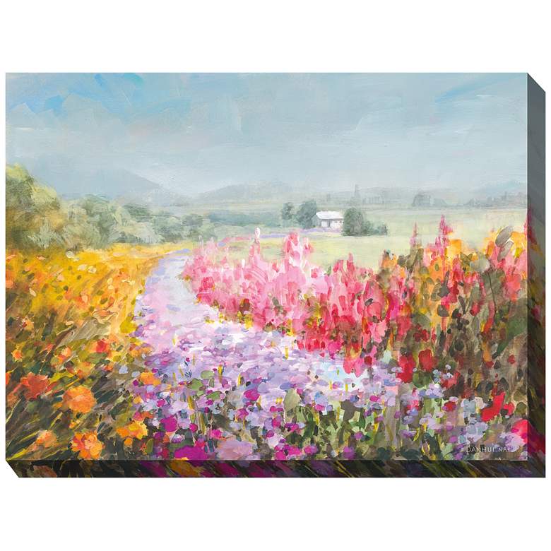 Image 2 Flowering Footpath 40"W Rectangular Outdoor Canvas Wall Art