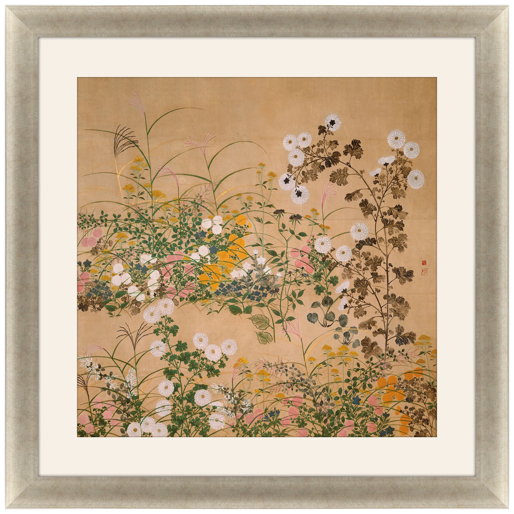 Flowering Plants 42" Square Giclee Framed Wall Art