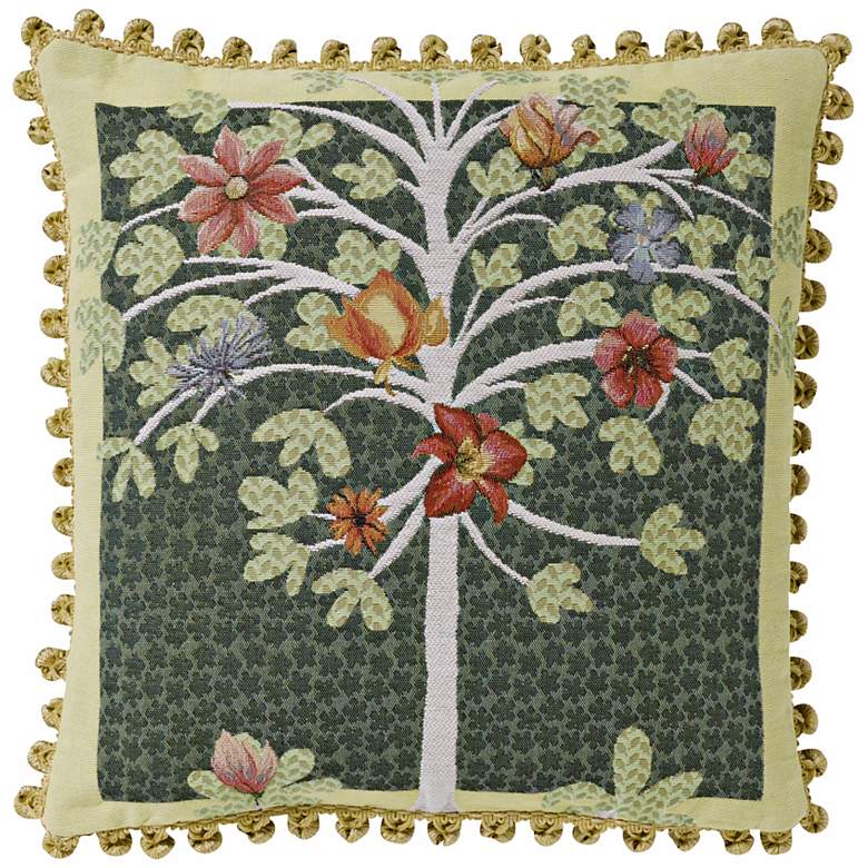 Image 1 Flowering Tree Green 19 inch Square Pillow