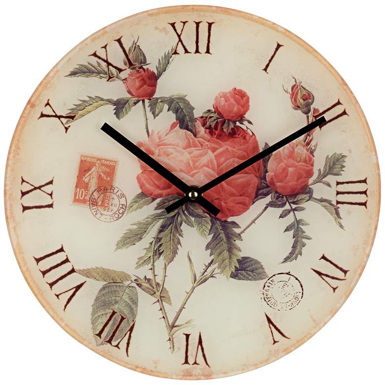 Image 1 Flowers 12 inch Wide Decorative Wall Clock