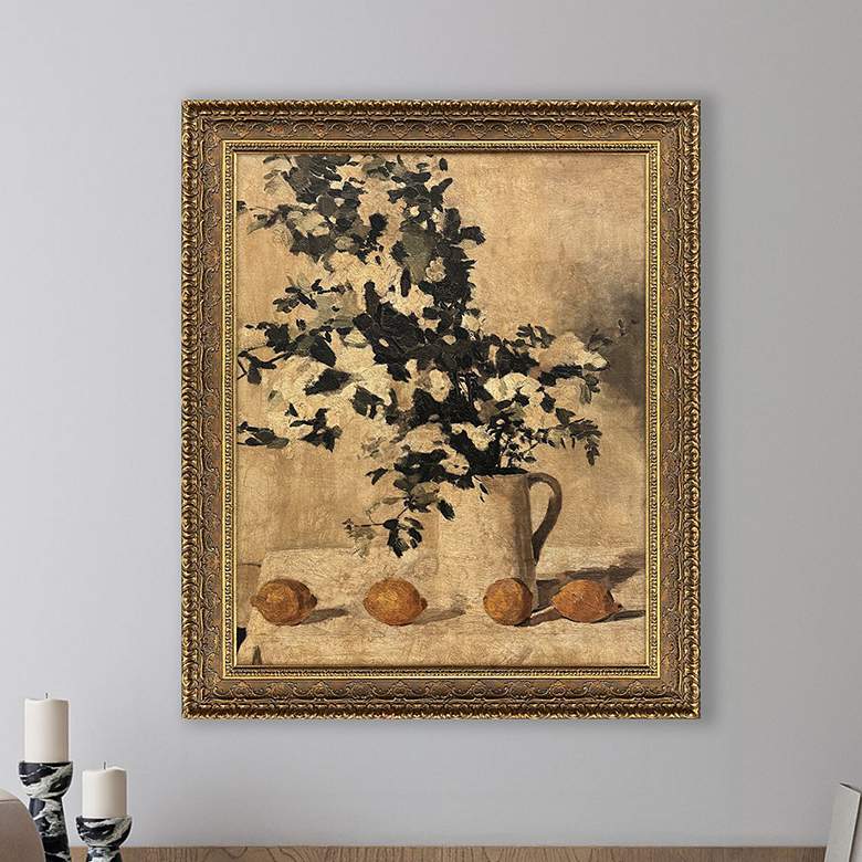 Image 1 Flowers and Lemons 40"W x 48"H Framed Art