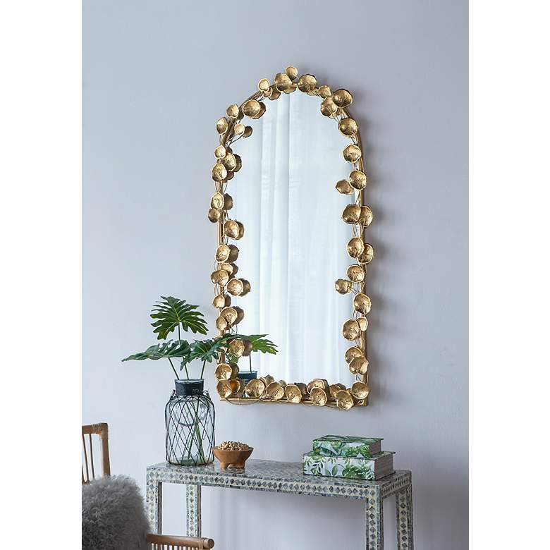 Image 4 Flowers and Vines Gold Leaf 29" x 51 1/2" Arch Wall Mirror more views