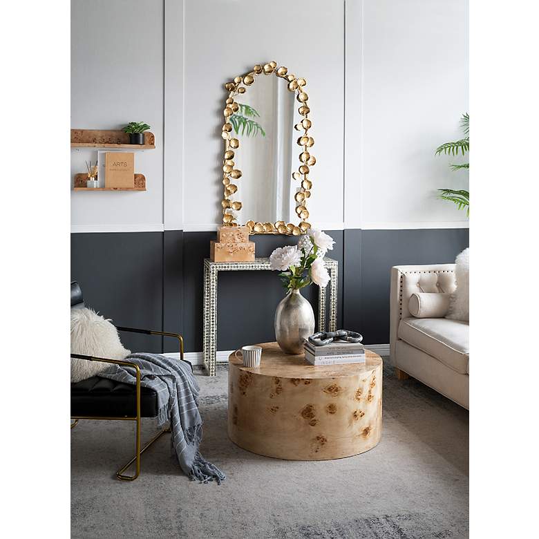 Image 7 Flowers and Vines Gold Leaf 29" x 51 1/2" Arch Wall Mirror more views