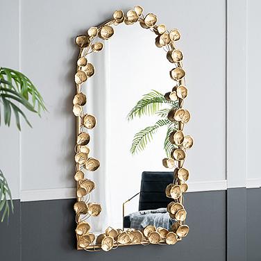 Flowers and Vines Gold Leaf 29" x 51 1/2" Arch Wall Mirror