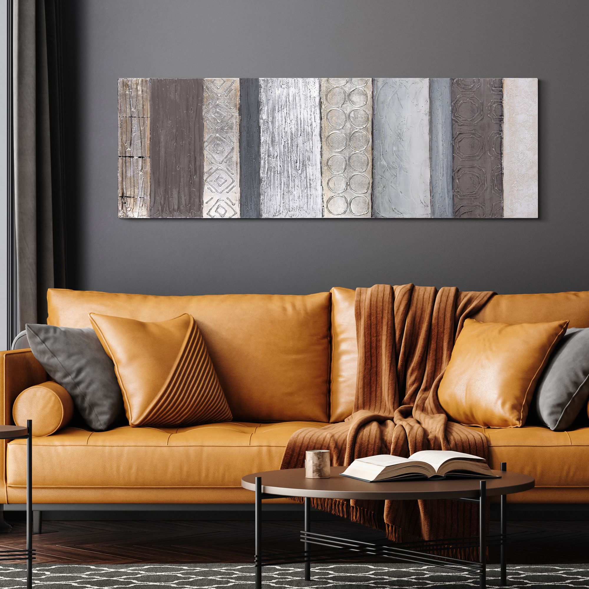 Fluid 60" High Textured Metallic Canvas Wall Art in scene