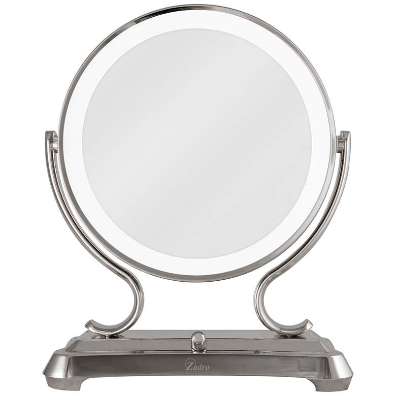 Fluorescent Glamour Polished Nickel Vanity Mirror