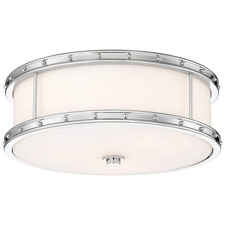 Flush Mount 15 1/2&quot; Wide Chrome Drum LED Ceiling Light