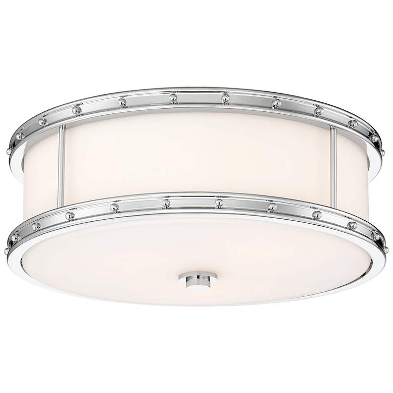 Image 2 Flush Mount 15 1/2 inch Wide Chrome Drum LED Ceiling Light