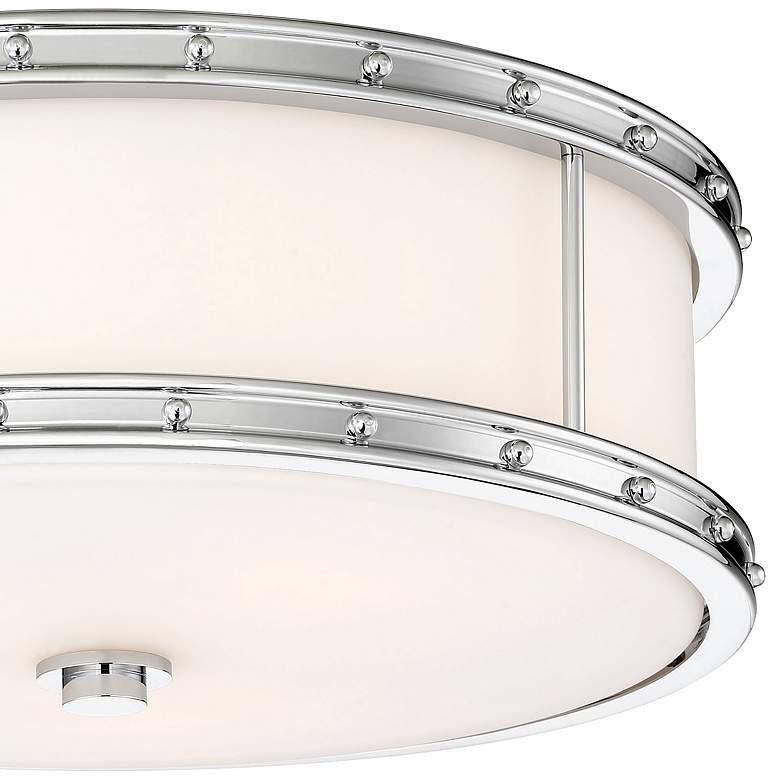 Image 3 Flush Mount 15 1/2" Wide Chrome Drum LED Ceiling Light more views