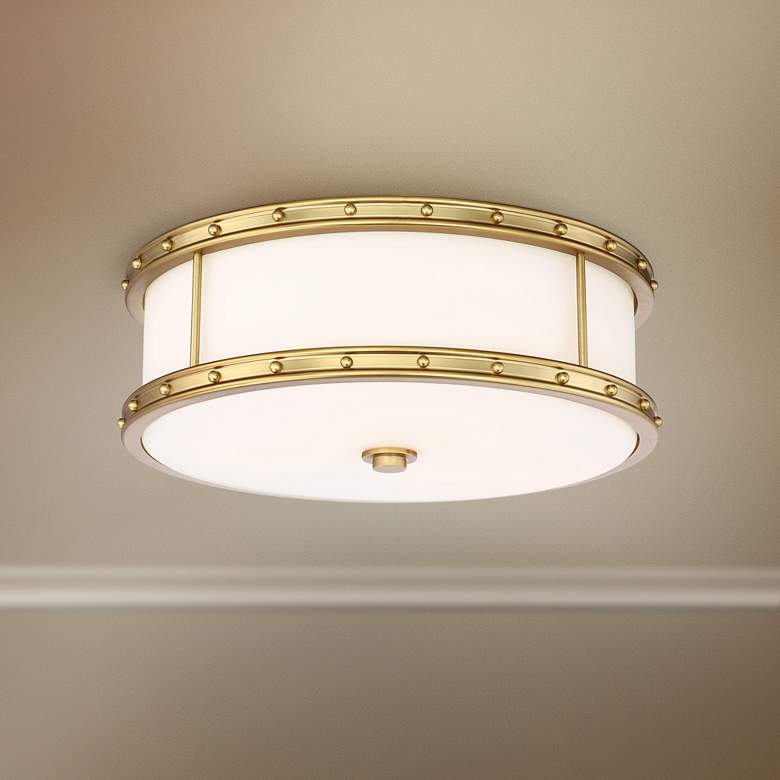 Image 1 Flush Mount 15 1/2 inch Wide Liberty Gold Drum LED Ceiling Light
