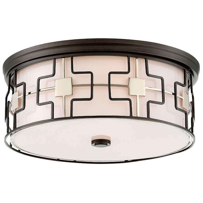 Image 2 Flush Mount 16 inch Wide Dark Gray Drum LED Ceiling Light