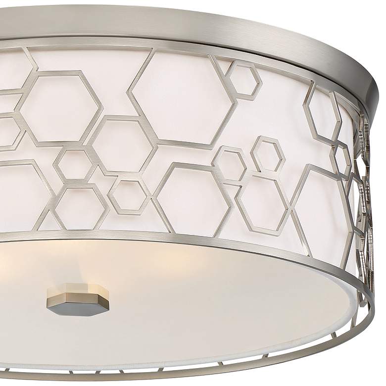 Flush Mount 17&quot; Wide Brushed Nickel Drum LED Ceiling Light more views