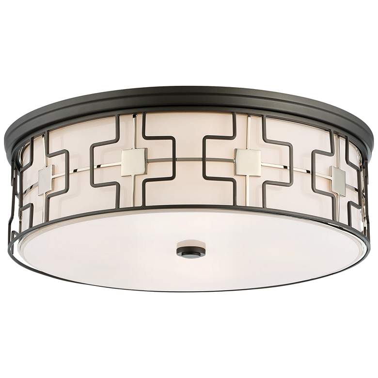 Image 2 Flush Mount 20 inch Wide Dark Gray Drum LED Ceiling Light