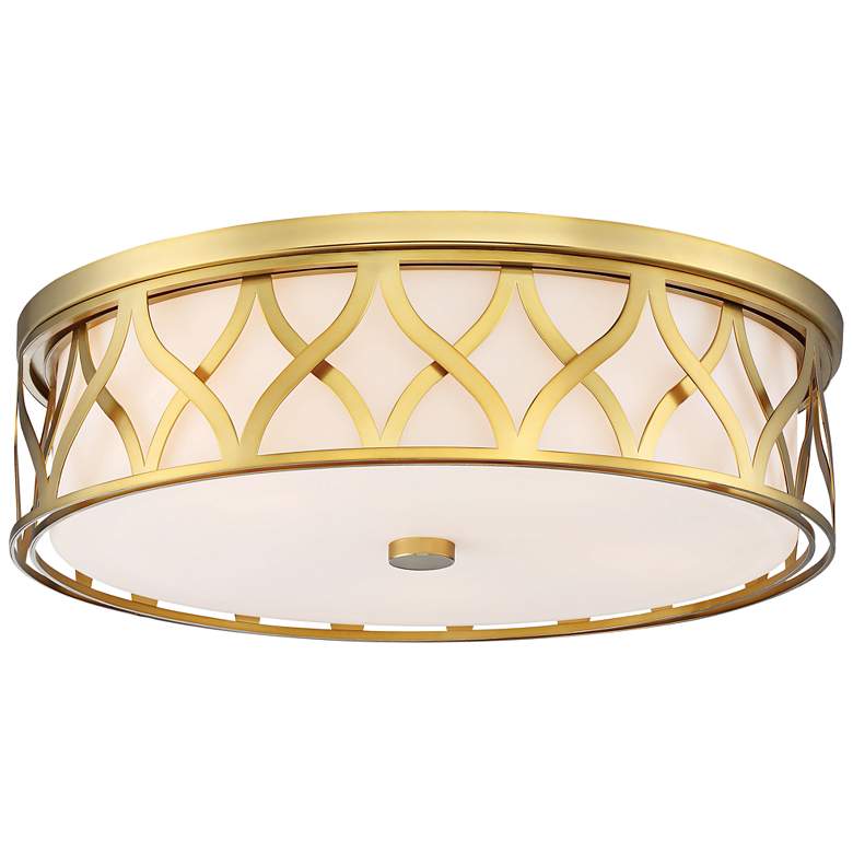 Image 2 Flush Mount 20 inch Wide Liberty Gold 2-Cage LED Ceiling Light