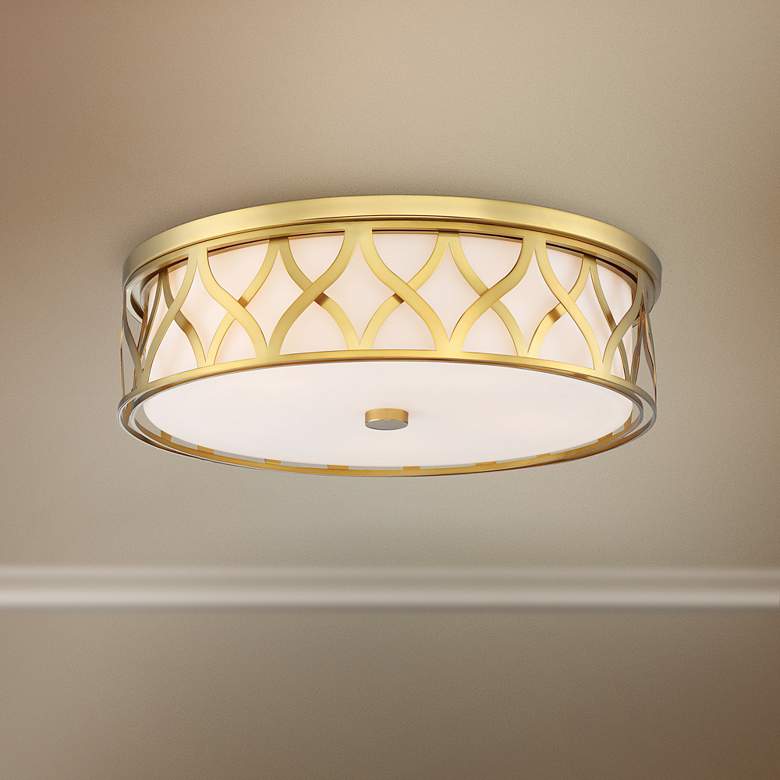 Image 1 Flush Mount 20 inch Wide Liberty Gold 2-Cage LED Ceiling Light