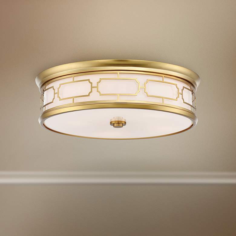 Image 1 Flush Mount 20 inch Wide Liberty Gold Drum LED Ceiling Light