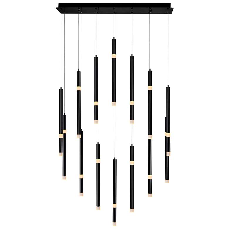 Image 1 Flute 14 Light LED Chandelier With Black Finish