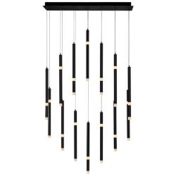 Flute 14 Light LED Chandelier With Black Finish