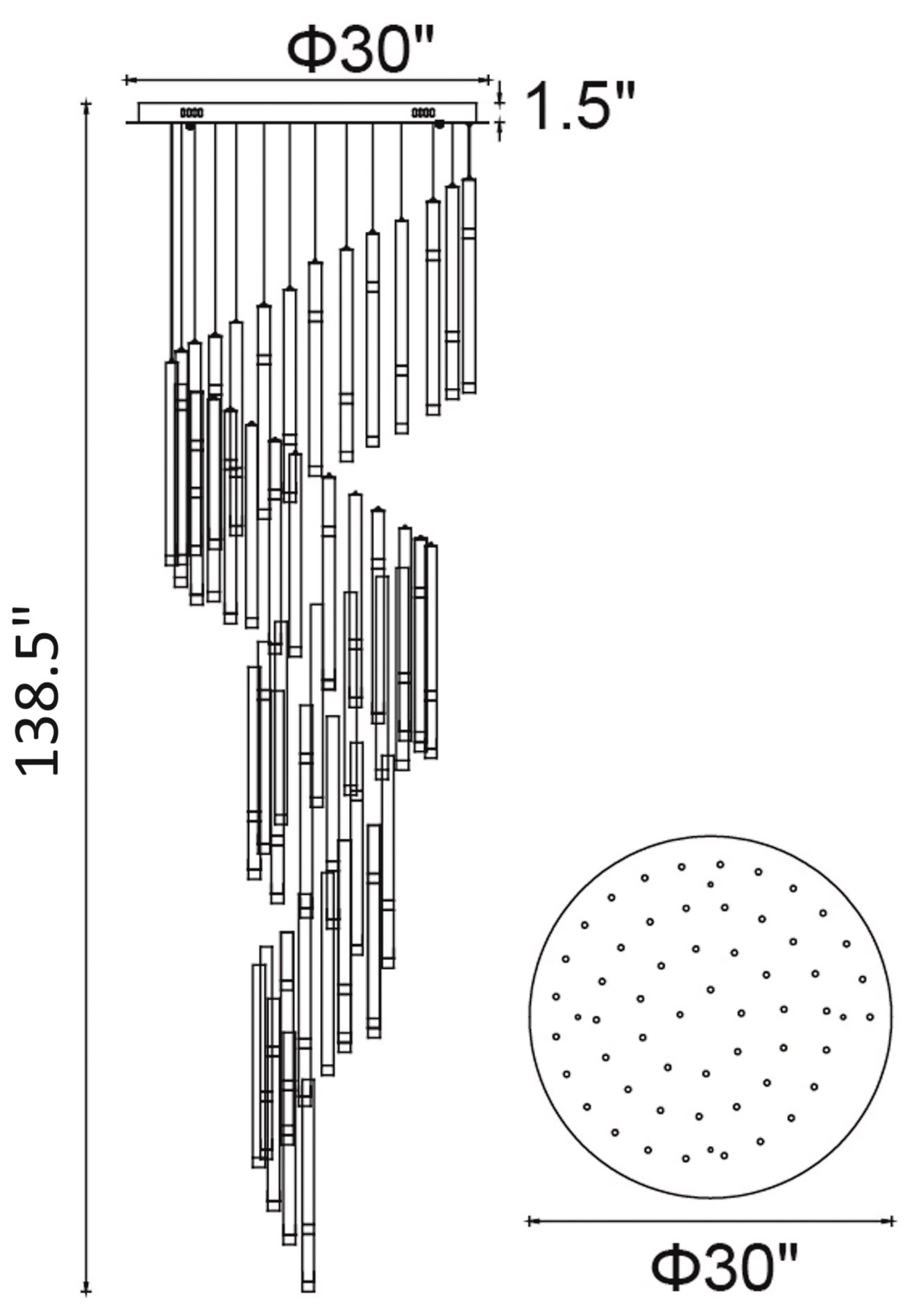 Image 7 Flute 30" Wide Black LED Multi-Light Pendant more views