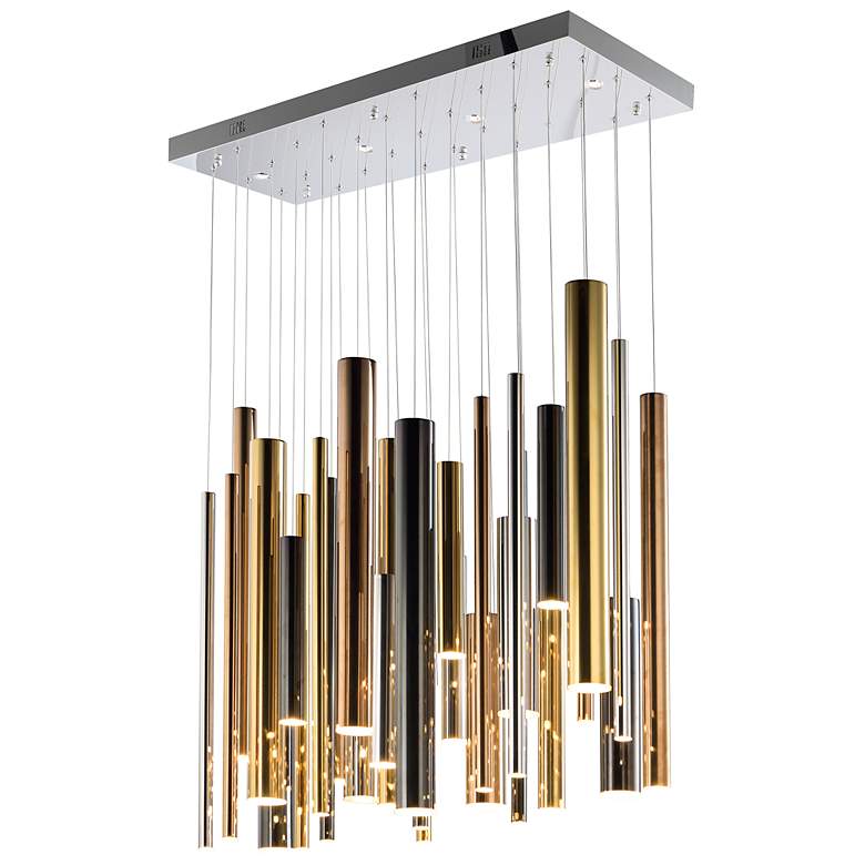 Image 2 Flute 35 1/2"W Rose Gold and Chrome LED Multi-Light Pendant
