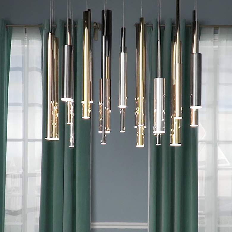 Image 1 Flute 35 1/2"W Rose Gold and Chrome LED Multi-Light Pendant