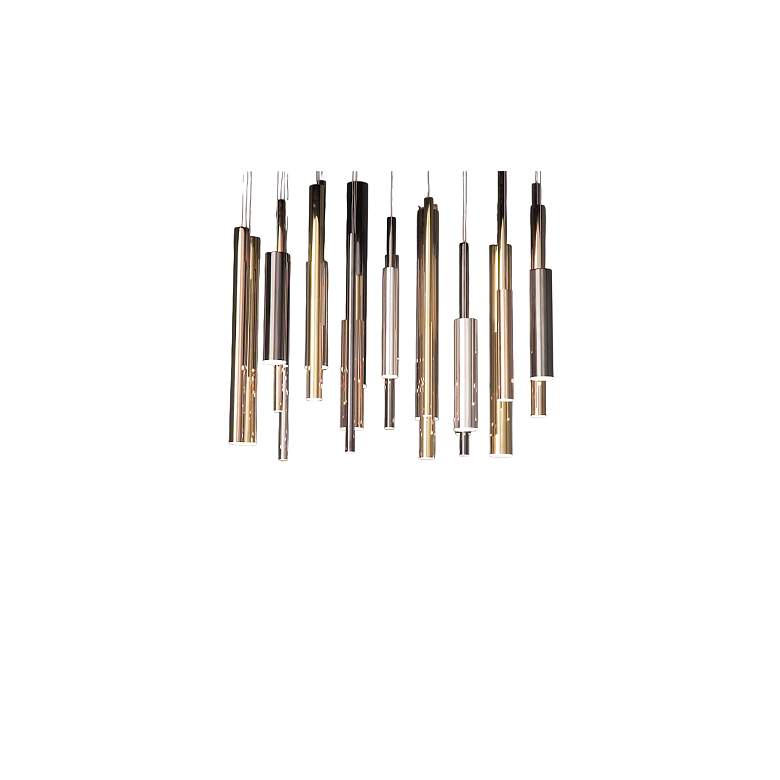 Image 6 Flute 35 1/2"W Rose Gold and Chrome LED Multi-Light Pendant more views